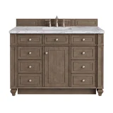Bristol 48" Single Vanity, Whitewashed Walnut w/ 3 CM Carrara Marble Top