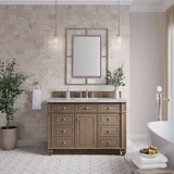 Bristol 48" Single Vanity, Whitewashed Walnut w/ 3 CM Carrara Marble Top