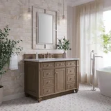 Bristol 48" Single Vanity, Whitewashed Walnut w/ 3 CM Carrara Marble Top