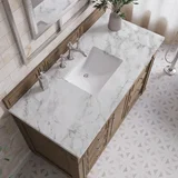 Bristol 48" Single Vanity, Whitewashed Walnut w/ 3 CM Carrara Marble Top