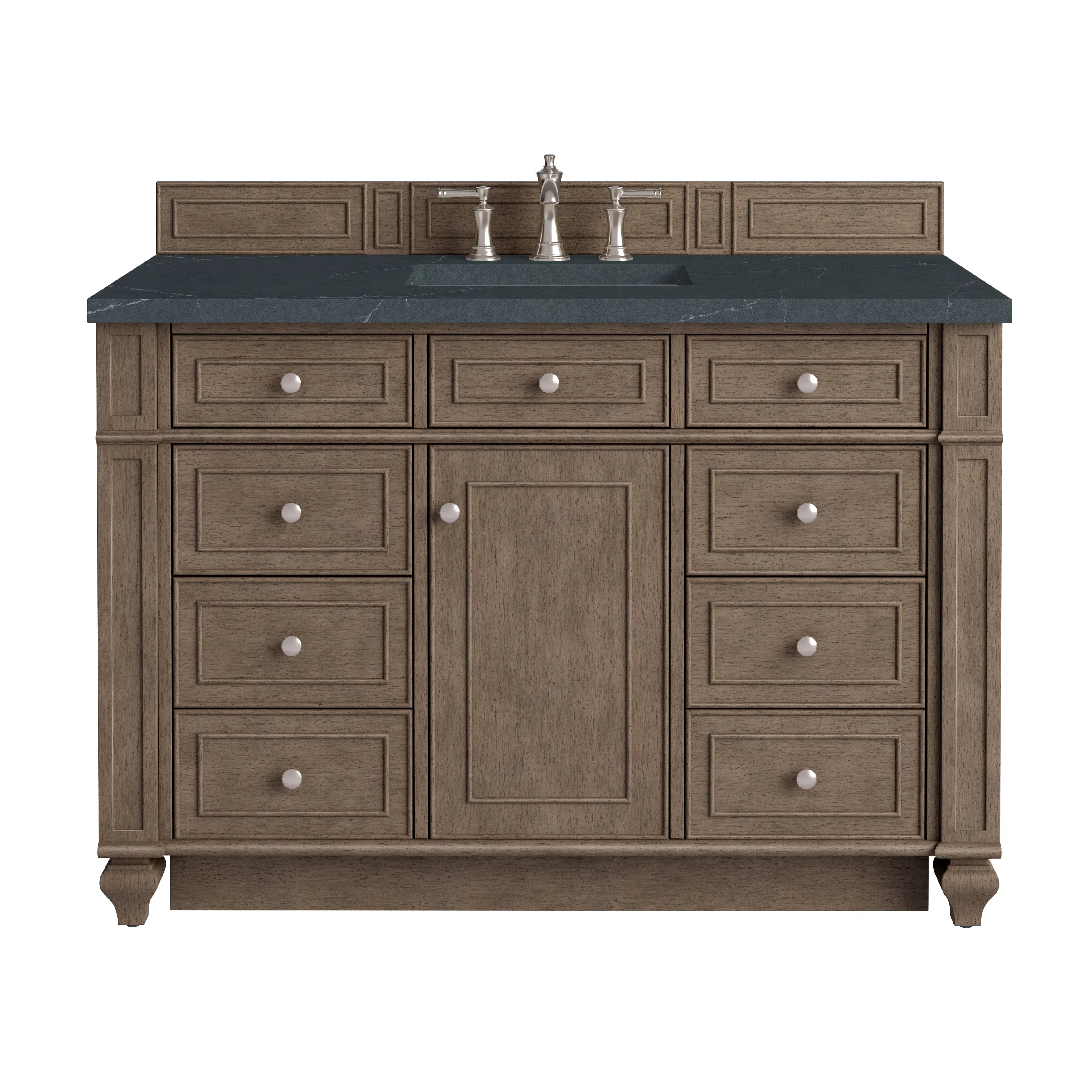 Bristol 48" Single Vanity, Whitewashed Walnut w/ 3 CM Charcoal Soapstone Silestone Top