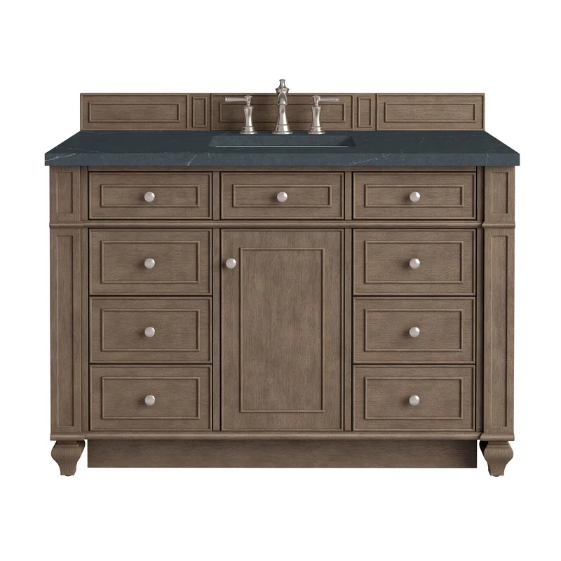 Bristol 48" Single Vanity, Whitewashed Walnut w/ 3 CM Charcoal Soapstone Silestone Top