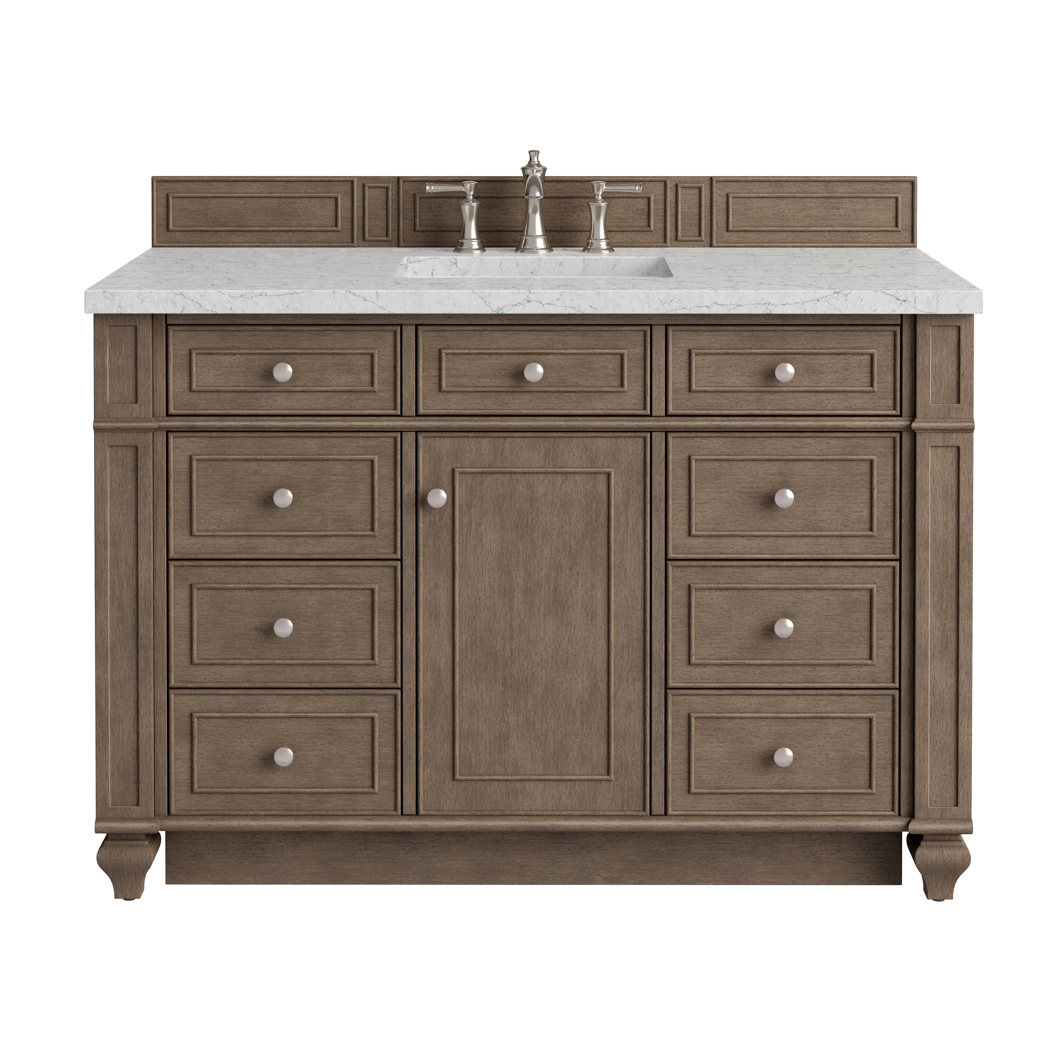 Bristol 48" Single Vanity, Whitewashed Walnut w/ 3 CM Eternal Jasmine Pearl Silestone Top