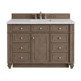Bristol 48" Single Vanity, Whitewashed Walnut w/ 3 CM Eternal Jasmine Pearl Silestone Top