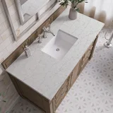 Bristol 48" Single Vanity, Whitewashed Walnut w/ 3 CM Eternal Jasmine Pearl Silestone Top