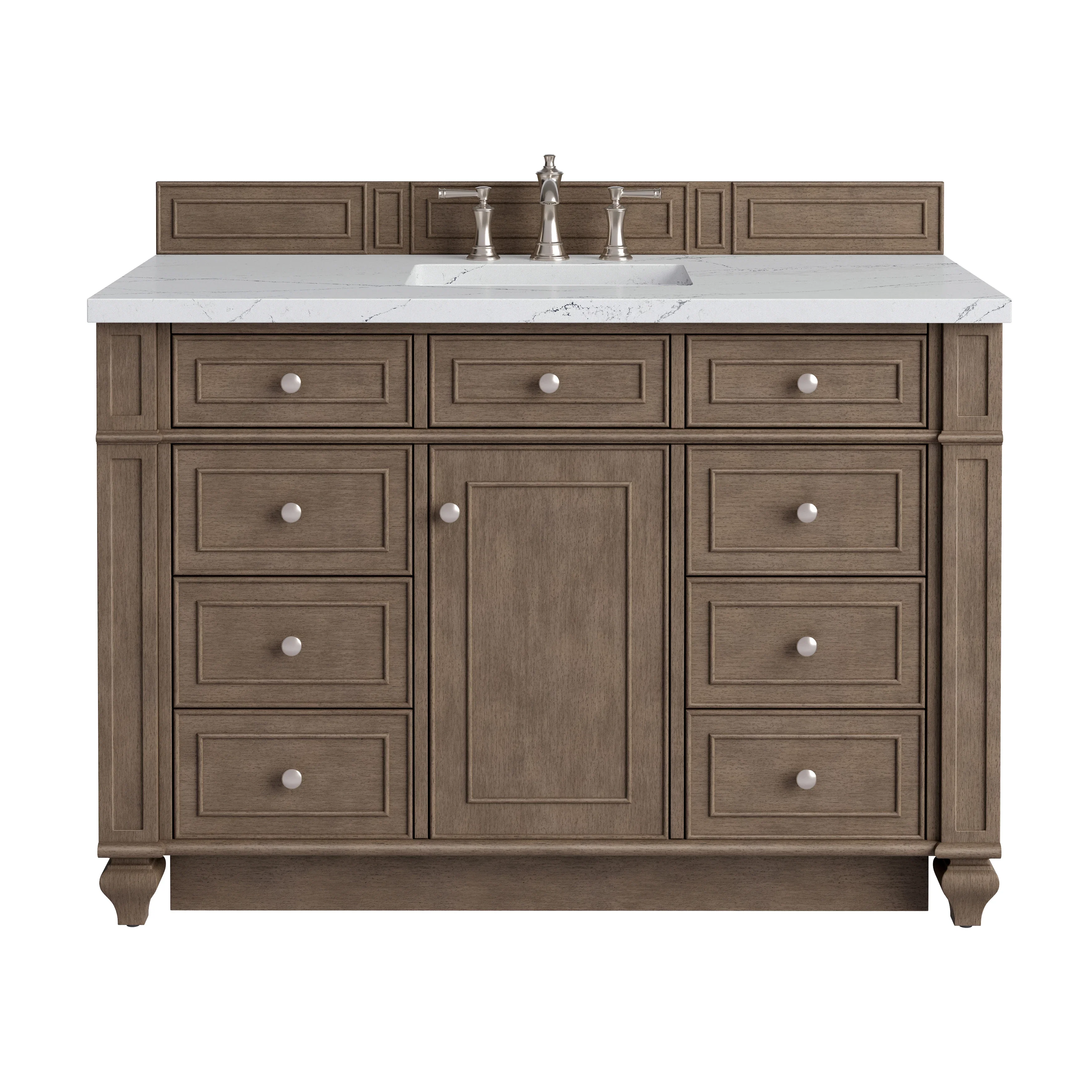 Bristol 48" Single Vanity, Whitewashed Walnut w/ 3 CM Ethereal Noctis Silestone Top