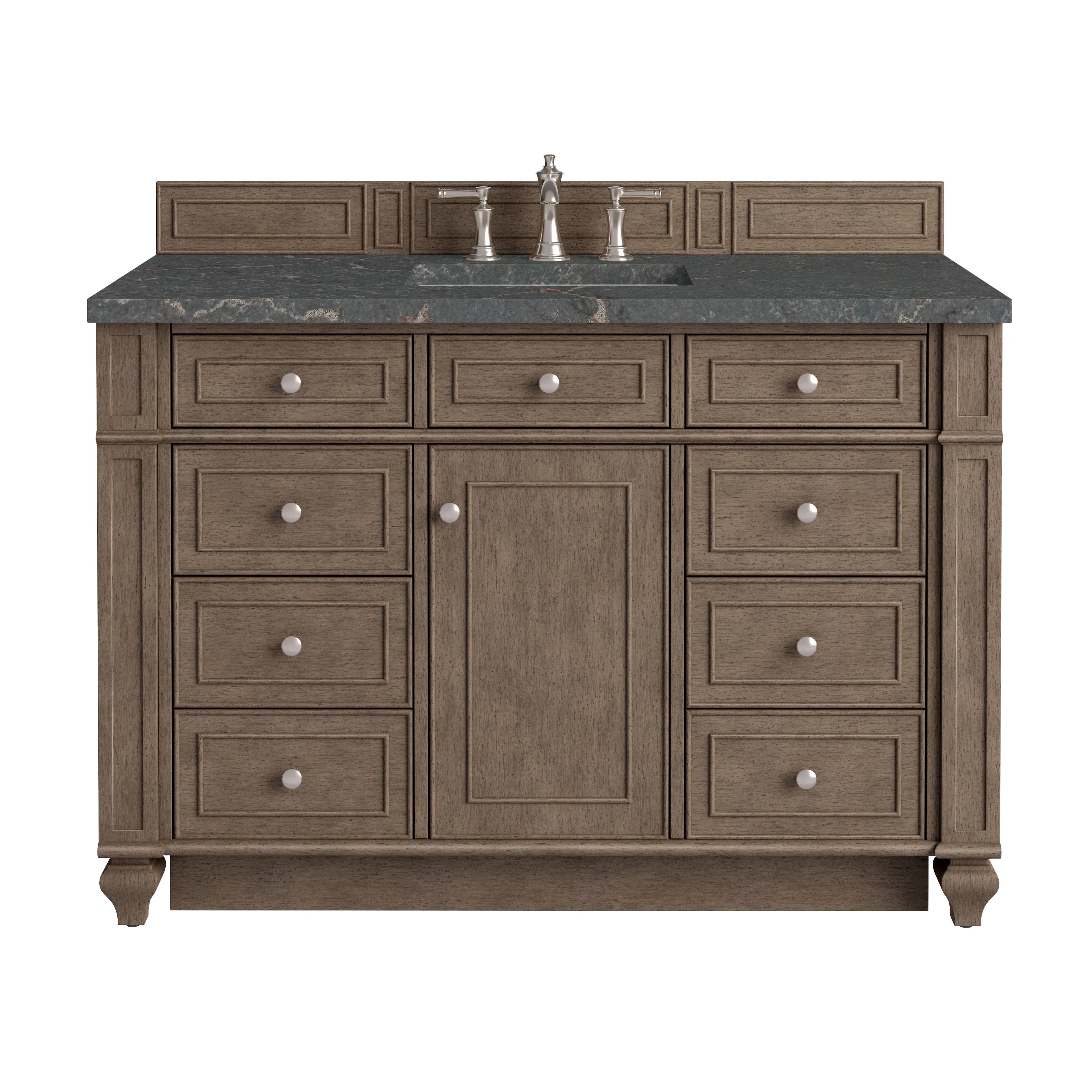 Bristol 48" Single Vanity, Whitewashed Walnut w/ 3 CM Parisien Bleu Silestone Top