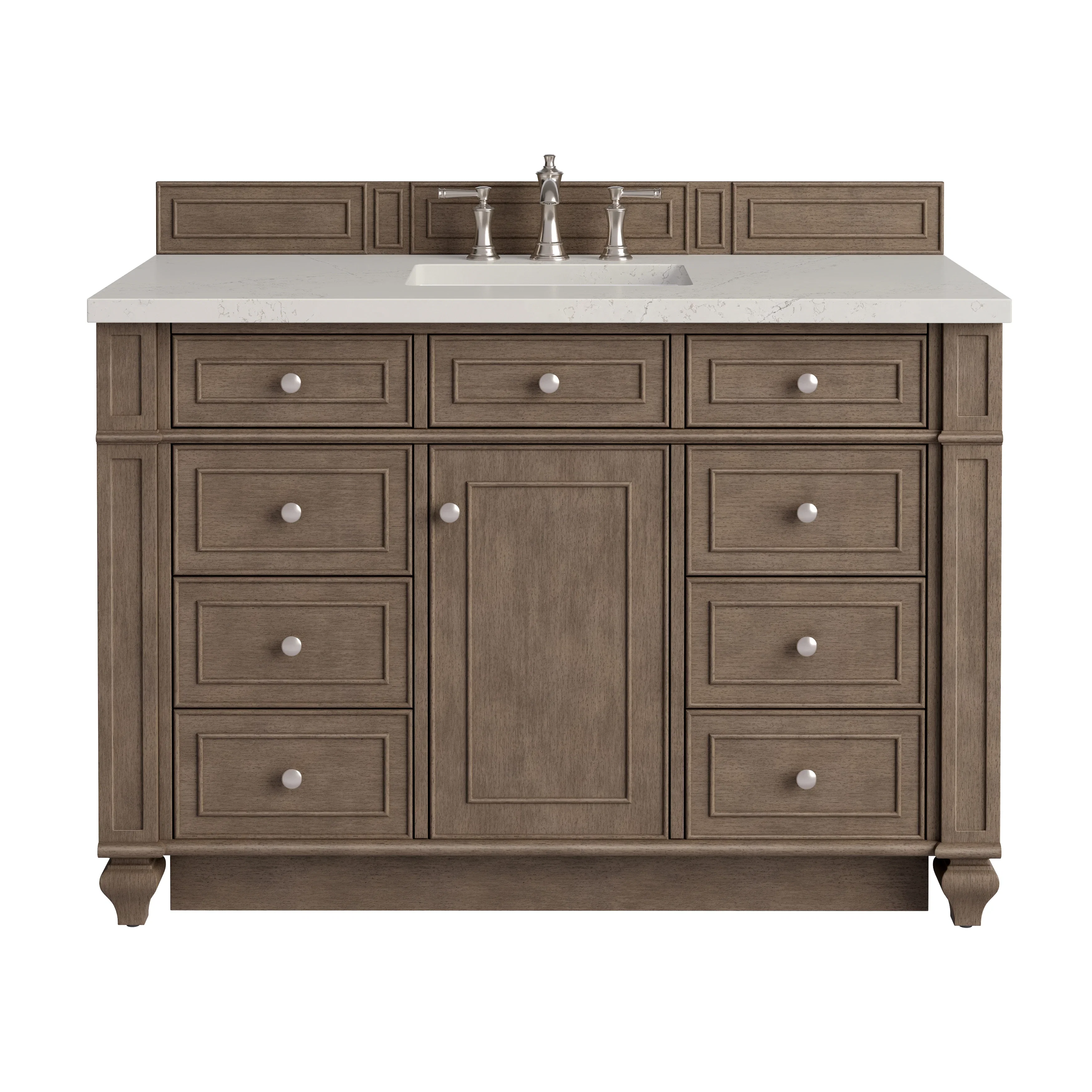 Bristol 48" Single Vanity, Whitewashed Walnut, w/ 3 CM Siberian Silestone Top