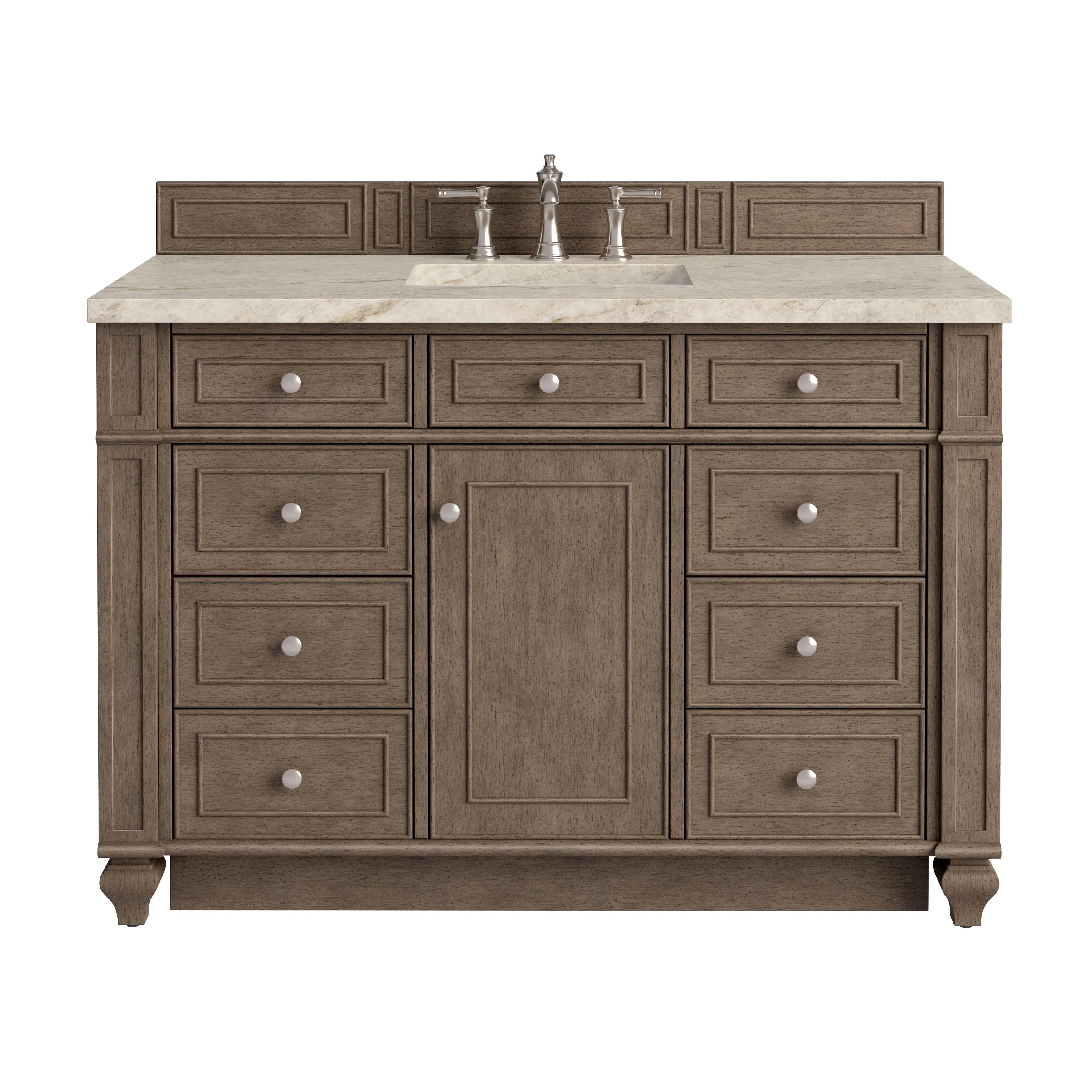 Bristol 48" Single Vanity, Whitewashed Walnut, w/ 3 CM Tajnar Eclos Top