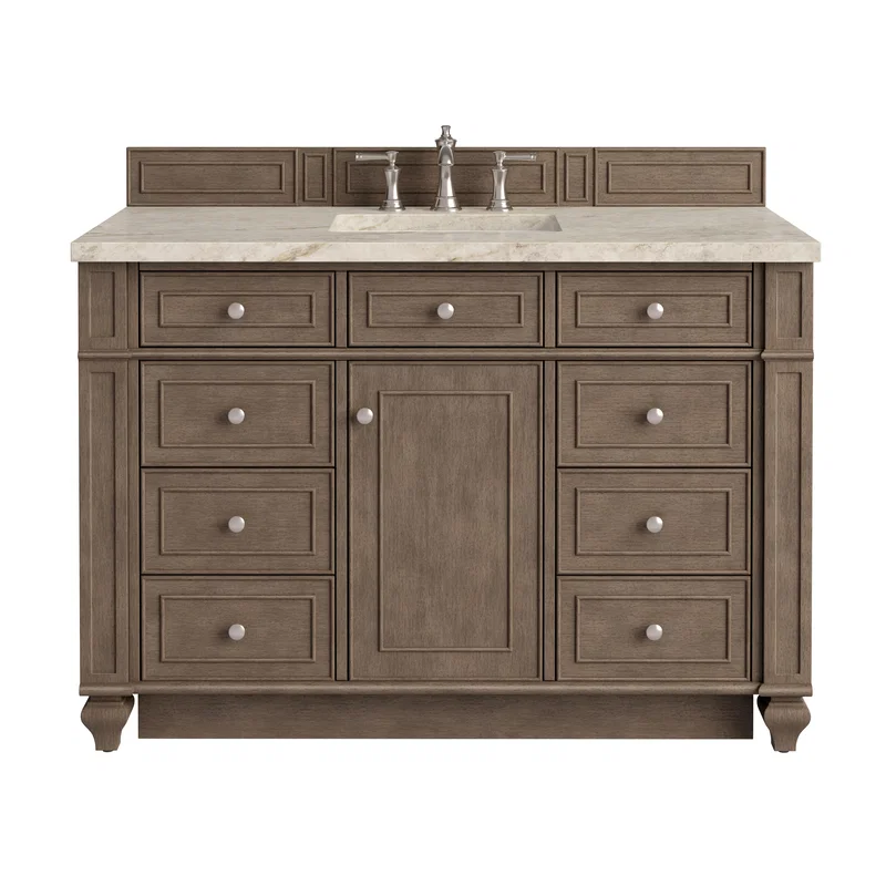 Bristol 48" Single Vanity, Whitewashed Walnut, w/ 3 CM Tajnar Eclos Top