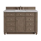Bristol 48" Single Vanity, Whitewashed Walnut w/ 3 CM Victorian Silver Silestone Top