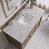 Bristol 48" Single Vanity, Whitewashed Walnut w/ 3 CM Victorian Silver Silestone Top