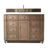 Bristol 48" Single Vanity, Whitewashed Walnut w/ 3 CM White Zeus Silestone Top