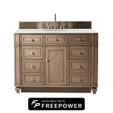 Bristol 48" Single Vanity, Whitewashed Walnut w/ 3 CM Eternal Jasmine Pearl Silestone Top w/ FreePower Wireless Charger