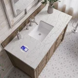 Bristol 48" Single Vanity, Whitewashed Walnut w/ 3 CM Eternal Jasmine Pearl Silestone Top w/ FreePower Wireless Charger