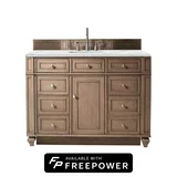 Bristol 48" Single Vanity, Whitewashed Walnut w/ 3 CM Ethereal Noctis Silestone Top w/ FreePower Wireless Charger