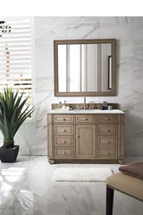 Bristol 48" Single Vanity, Whitewashed Walnut w/ 3 CM Ethereal Noctis Silestone Top w/ FreePower Wireless Charger