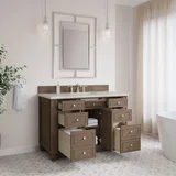 Bristol 48" Single Vanity, Whitewashed Walnut, w/ 3 CM Siberian Silestone Top w/FreePower Wireless Charger