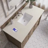 Bristol 48" Single Vanity, Whitewashed Walnut, w/ 3 CM Siberian Silestone Top w/FreePower Wireless Charger