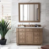 Bristol 48" Single Vanity, Whitewashed Walnut w/ 3 CM Victorian Silver Silestone Top w/ FreePower Wireless Charger