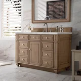 Bristol 48" Single Vanity, Whitewashed Walnut w/ 3 CM Victorian Silver Silestone Top w/ FreePower Wireless Charger