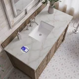 Bristol 48" Single Vanity, Whitewashed Walnut w/ 3 CM Victorian Silver Silestone Top w/ FreePower Wireless Charger