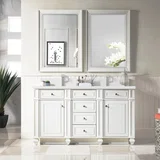 Bristol 60" Double Vanity, Bright White w/ Single Hole 3 CM White Zeus Silestone Top & Backsplash