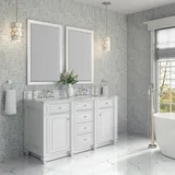 Bristol 60" Double Vanity, Bright White w/ 3 CM Carrara Marble Top