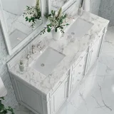 Bristol 60" Double Vanity, Bright White w/ 3 CM Carrara Marble Top