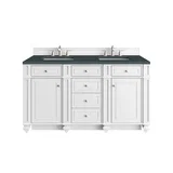 Bristol 60" Double Vanity, Bright White w/ 3 CM Charcoal Soapstone Silestone Top