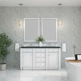 Bristol 60" Double Vanity, Bright White w/ 3 CM Charcoal Soapstone Silestone Top