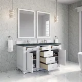 Bristol 60" Double Vanity, Bright White w/ 3 CM Charcoal Soapstone Silestone Top