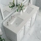 Bristol 60" Double Vanity, Bright White w/ 3 CM Eternal Jasmine Pearl Silestone Top