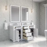 Bristol 60" Double Vanity, Bright White w/ 3 CM Ethereal Noctis Silestone Top