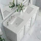 Bristol 60" Double Vanity, Bright White w/ 3 CM Ethereal Noctis Silestone Top