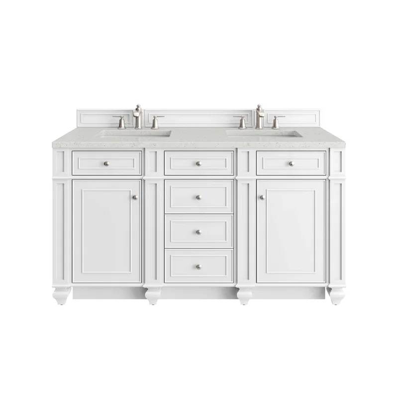 Bristol 60" Double Vanity, Bright White w/ 3 CM Lime Delight Silestone Top