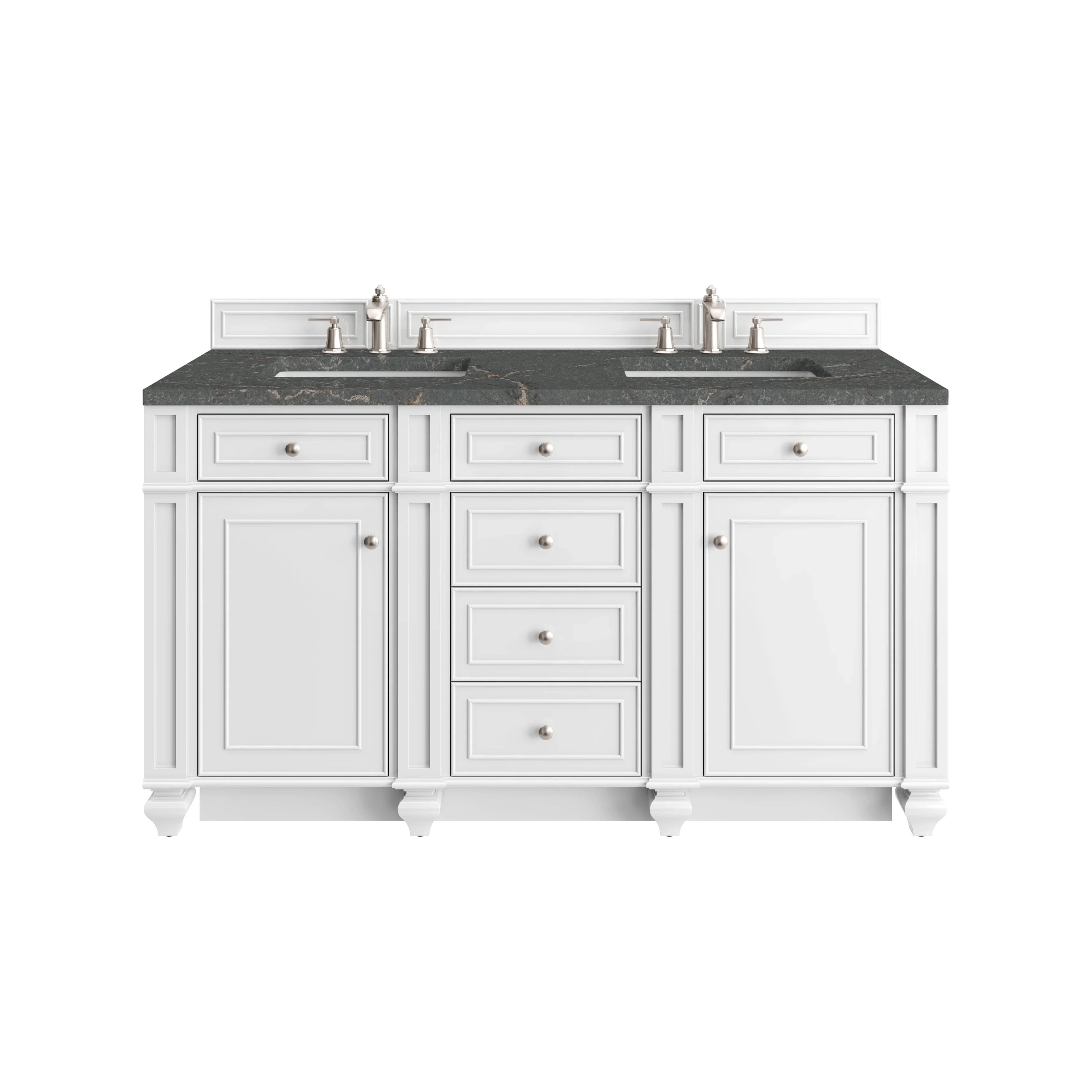 Bristol 60" Double Vanity, Bright White w/ 3 CM Parisien Bleu Silestone Top