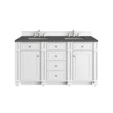 Bristol 60" Double Vanity, Bright White w/ 3 CM Parisien Bleu Silestone Top