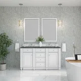 Bristol 60" Double Vanity, Bright White w/ 3 CM Parisien Bleu Silestone Top