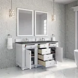 Bristol 60" Double Vanity, Bright White w/ 3 CM Parisien Bleu Silestone Top