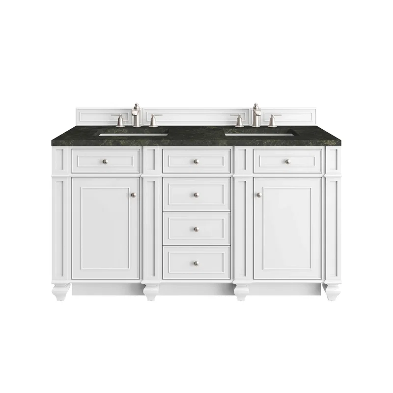 Bristol 60" Double Vanity, Bright White, w/ 3 CM Phantome Eclos Top