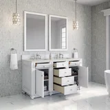 Bristol 60" Double Vanity, Bright White, w/ 3 CM Siberian Silestone Top