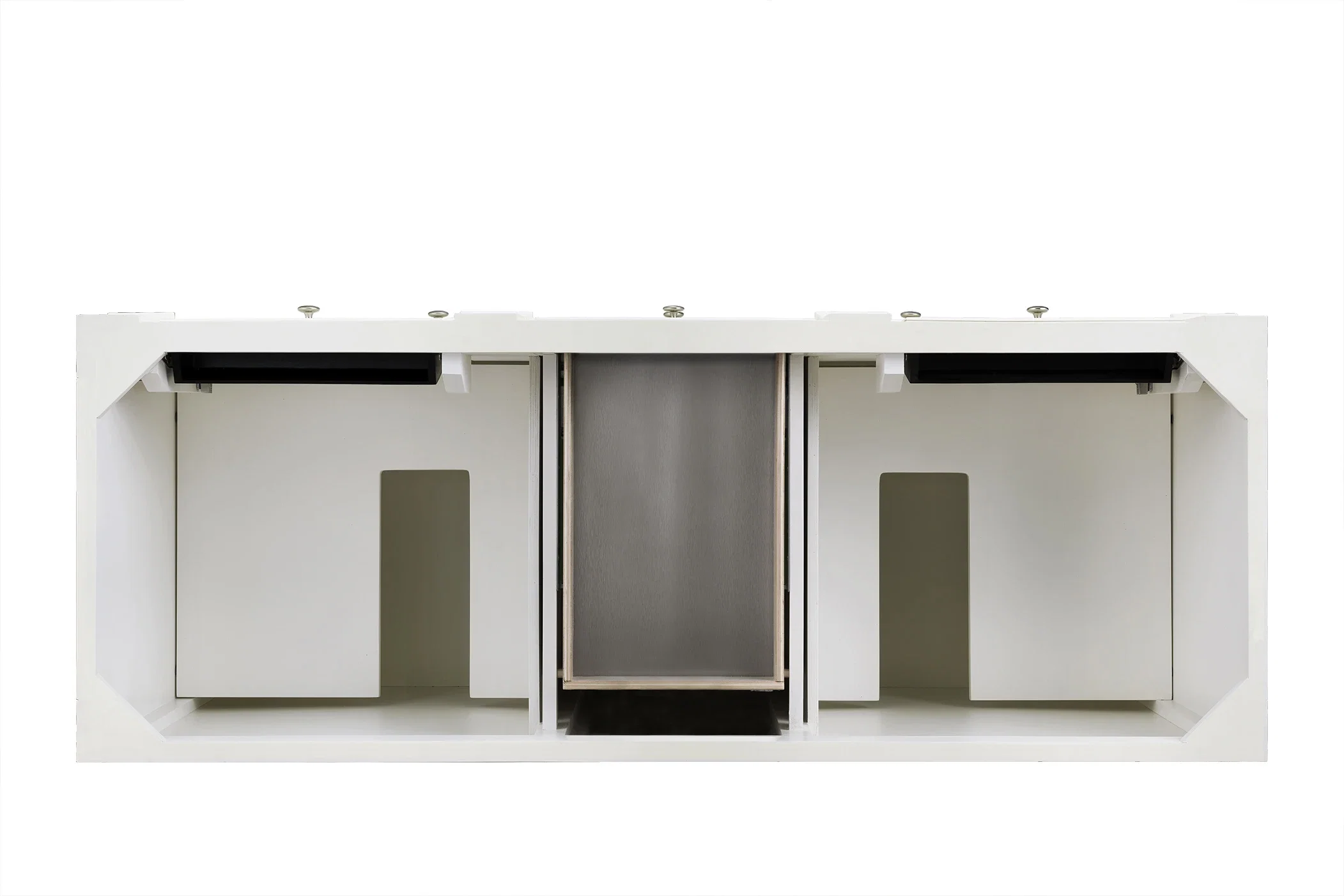 Bristol 60" Double Vanity, Bright White, w/ 3 CM Siberian Silestone Top