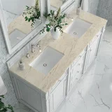 Bristol 60" Double Vanity, Bright White, w/ 3 CM Tajnar Eclos Top