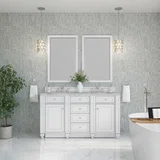 Bristol 60" Double Vanity, Bright White w/ 3 CM Victorian Silver Silestone Top