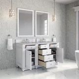 Bristol 60" Double Vanity, Bright White w/ 3 CM Victorian Silver Silestone Top