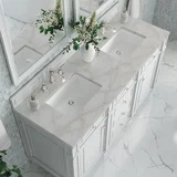 Bristol 60" Double Vanity, Bright White w/ 3 CM Victorian Silver Silestone Top
