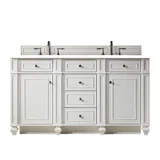 Bristol 60" Double Vanity, Bright White w/ 3 CM White Zeus Silestone Top