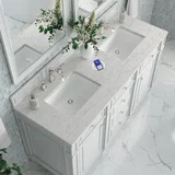 Bristol 60" Double Vanity, Bright White w/ 3 CM Eternal Jasmine Pearl Silestone Top w/FreePower Wireless Charger