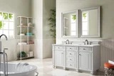 Bristol 60" Double Vanity, Bright White w/ 3 CM Ethereal Noctis Silestone Top w/FreePower Wireless Charger